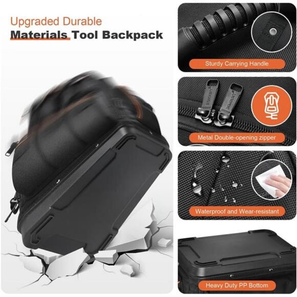 Backpack Tool Bag - Tool Backpack Heavy Duty Tool Organizer, Water-resistant - Picture 5 of 7